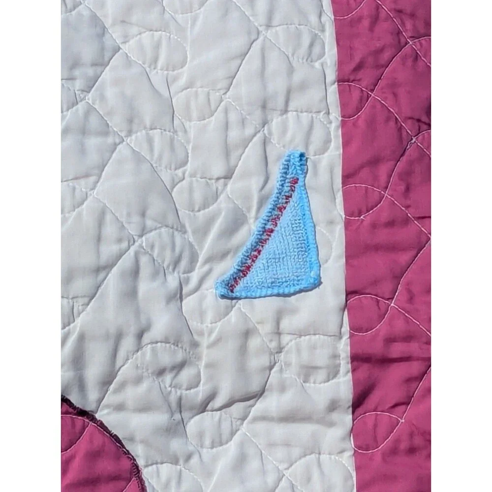 Vintage Handmade Barney the Dinosaur Baby Quilt Blanket Colorful Balloons 43